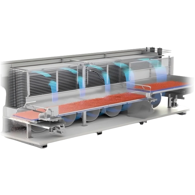 Congelador rápido de túnel fluidizado